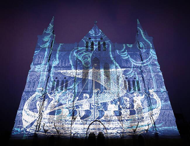 Artist's impression of projections on the Cathedral's West Front